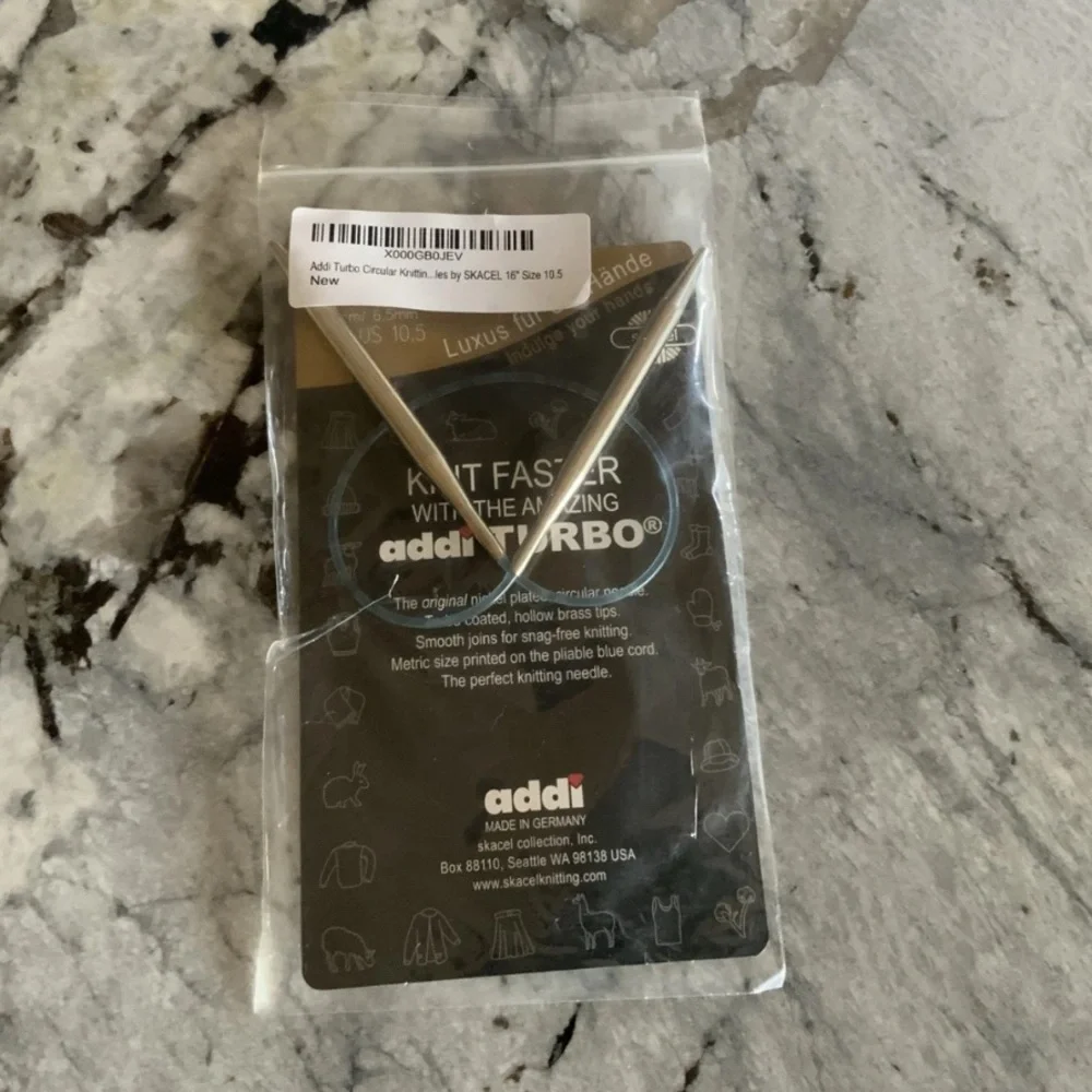 Addi Turbo Nickel Plated Circular Needle - 16”, US10.5